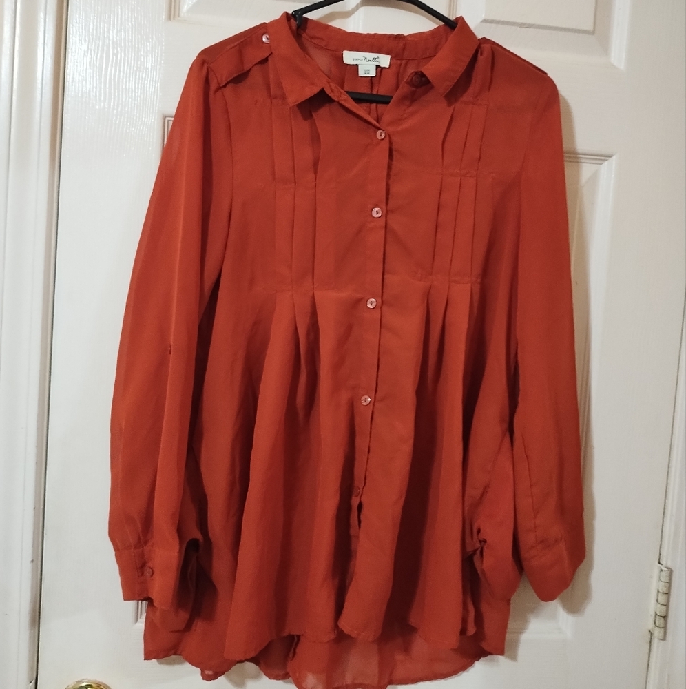 Rust Orange Button-Up Blouse - Picture 2 of 6